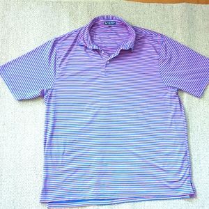 Mens over Under performance golf polo size XL (blue/pink stripes)
